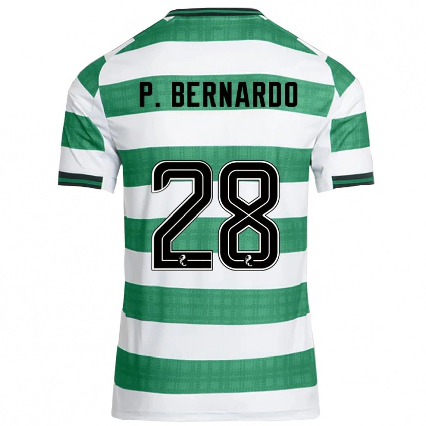 Danxen Enfant Maillot Paulo Bernardo #28 Vert Blanc Tenues Domicile 2025/26 T-Shirt