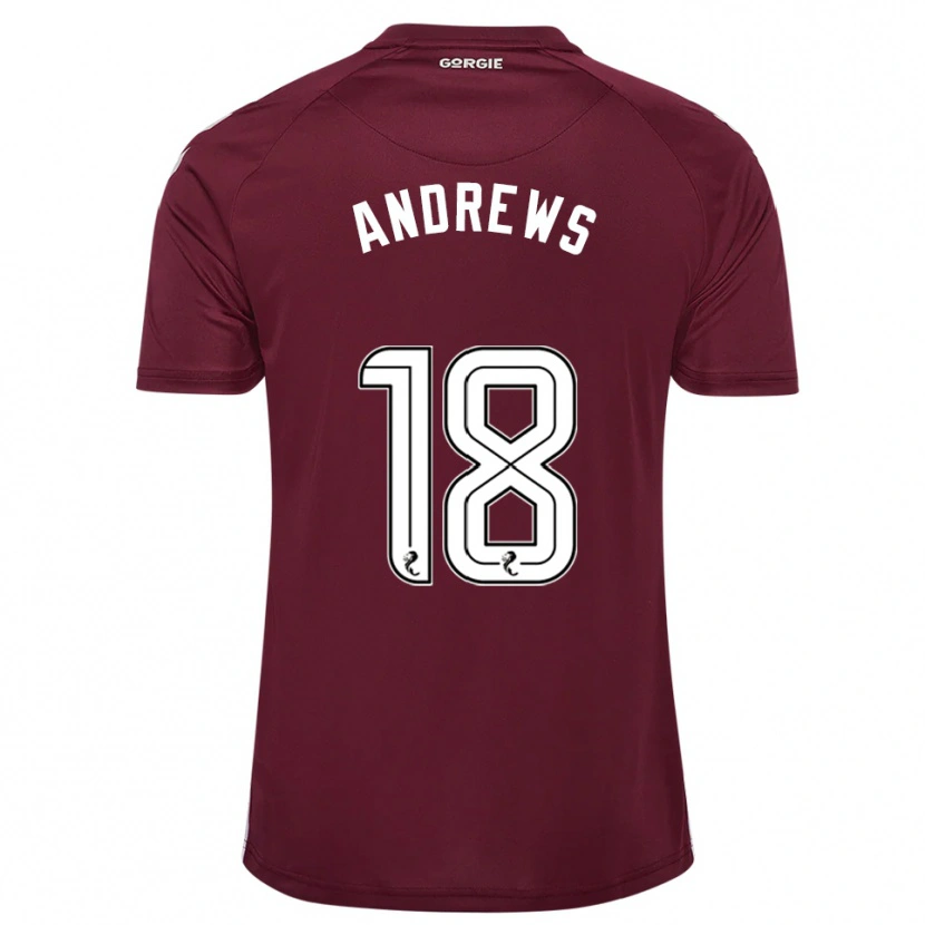 Danxen Enfant Maillot Joely Andrews #18 Bordeaux Blanc Tenues Domicile 2025/26 T-Shirt