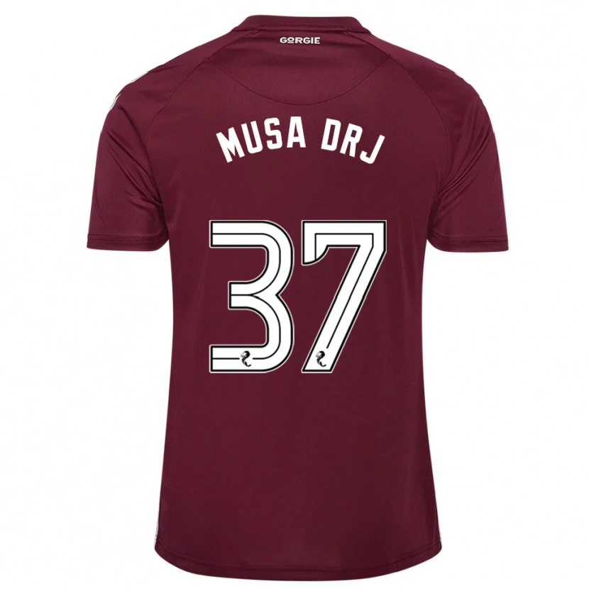 Danxen Enfant Maillot Musa Drammeh #37 Bordeaux Blanc Tenues Domicile 2025/26 T-Shirt