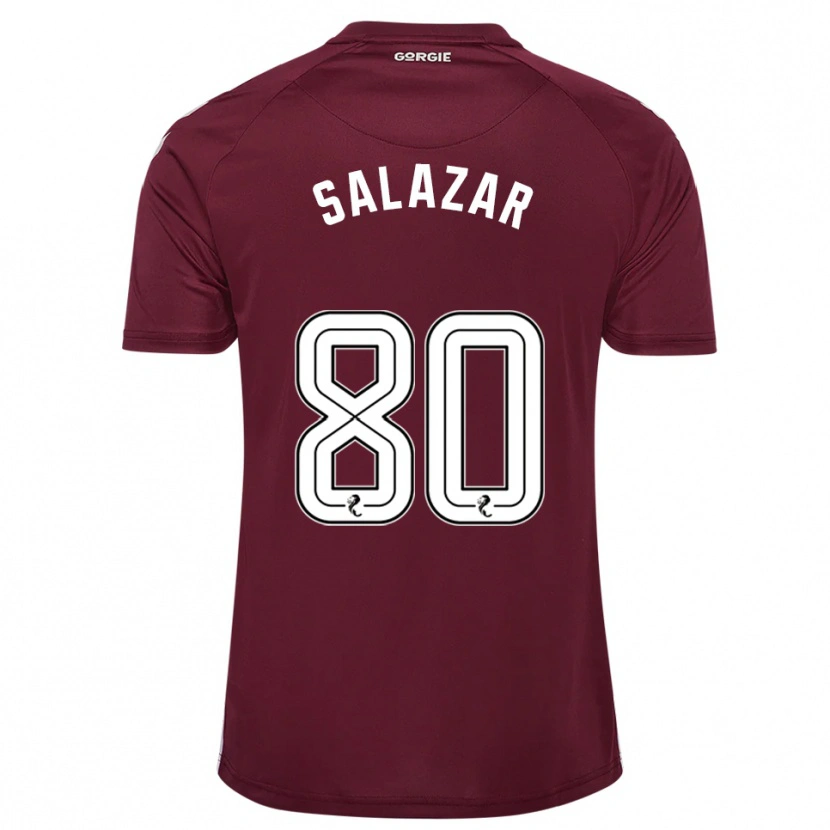Danxen Enfant Maillot Andrés Salazar #80 Bordeaux Blanc Tenues Domicile 2025/26 T-Shirt
