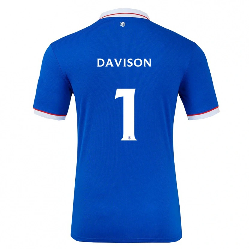 Danxen Enfant Maillot Hannah Davison #1 Bleu Blanc Tenues Domicile 2025/26 T-Shirt