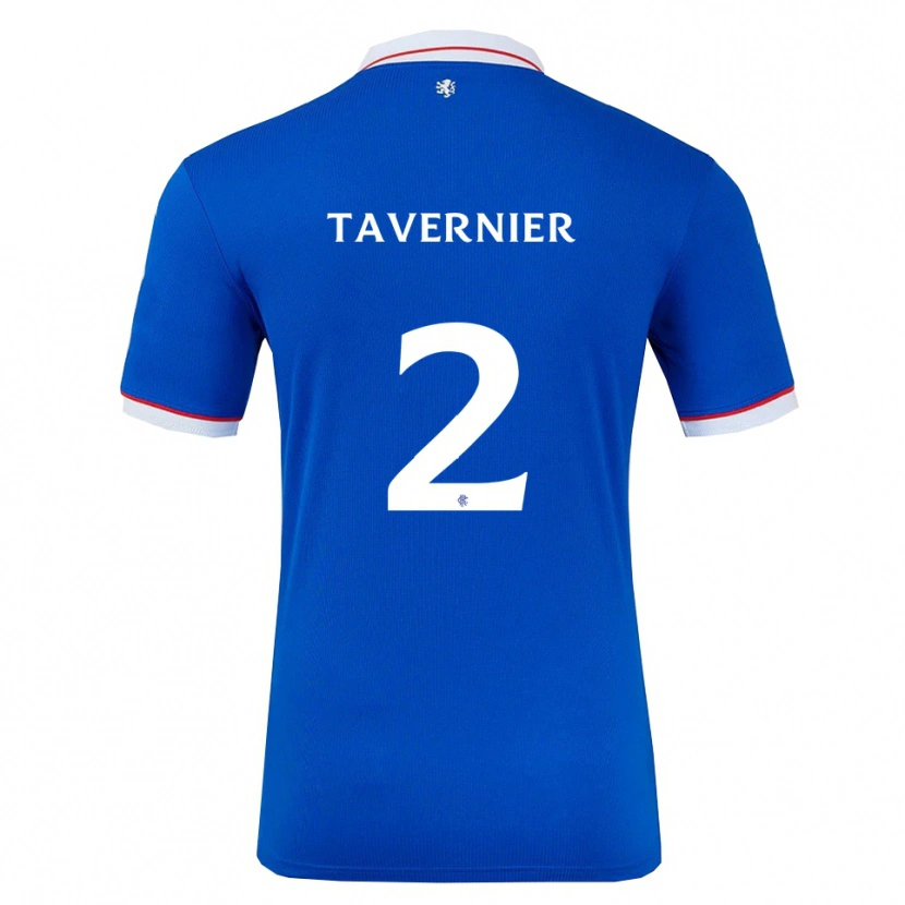 Danxen Enfant Maillot James Tavernier #2 Bleu Blanc Tenues Domicile 2025/26 T-Shirt
