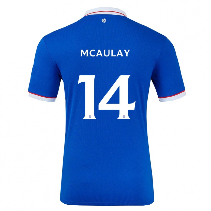 Danxen Enfant Maillot Mia Mcaulay #14 Bleu Blanc Tenues Domicile 2025/26 T-Shirt