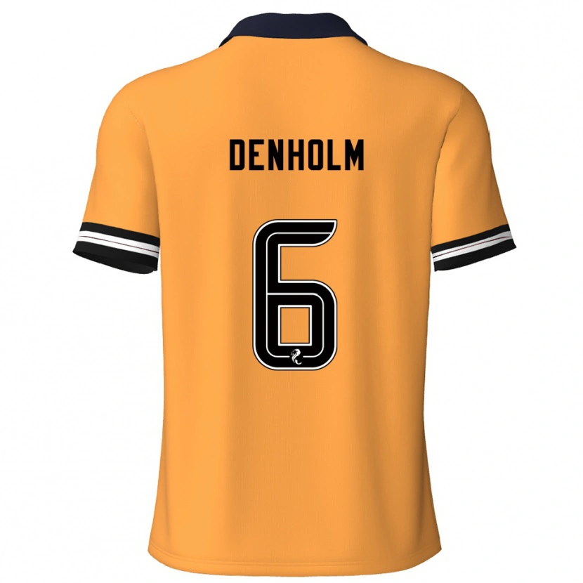 Danxen Enfant Maillot Aidan Denholm #6 Jaune Noir Tenues Domicile 2025/26 T-Shirt