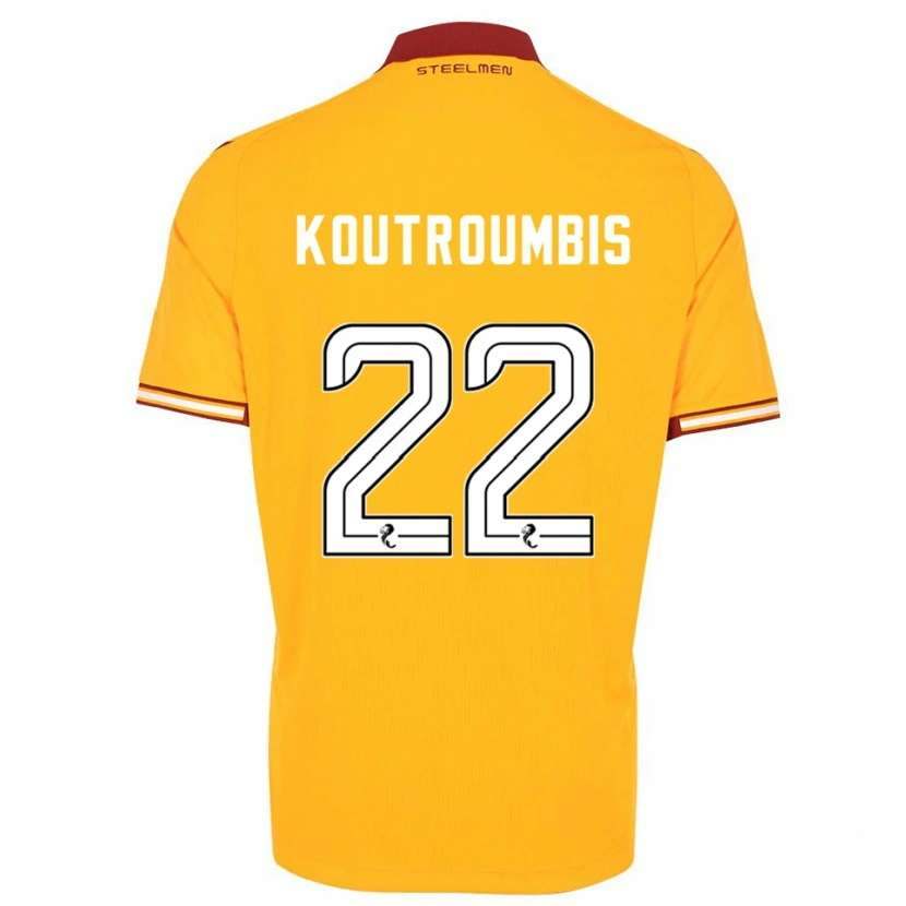 Danxen Enfant Maillot John Koutroumbis #22 Jaune Bordeaux Tenues Domicile 2025/26 T-Shirt