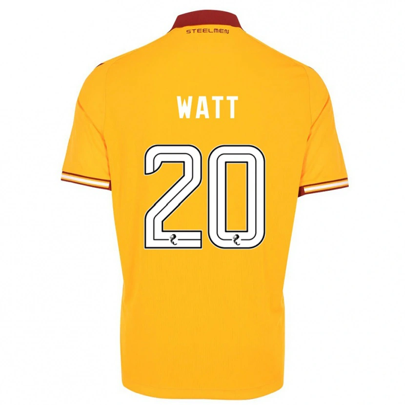 Danxen Enfant Maillot Elliot Watt #20 Jaune Bordeaux Tenues Domicile 2025/26 T-Shirt