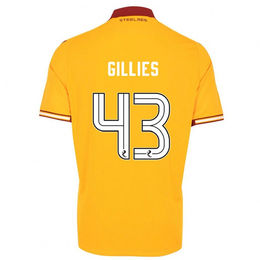 Danxen Enfant Maillot Jay Gillies #43 Jaune Bordeaux Tenues Domicile 2025/26 T-Shirt