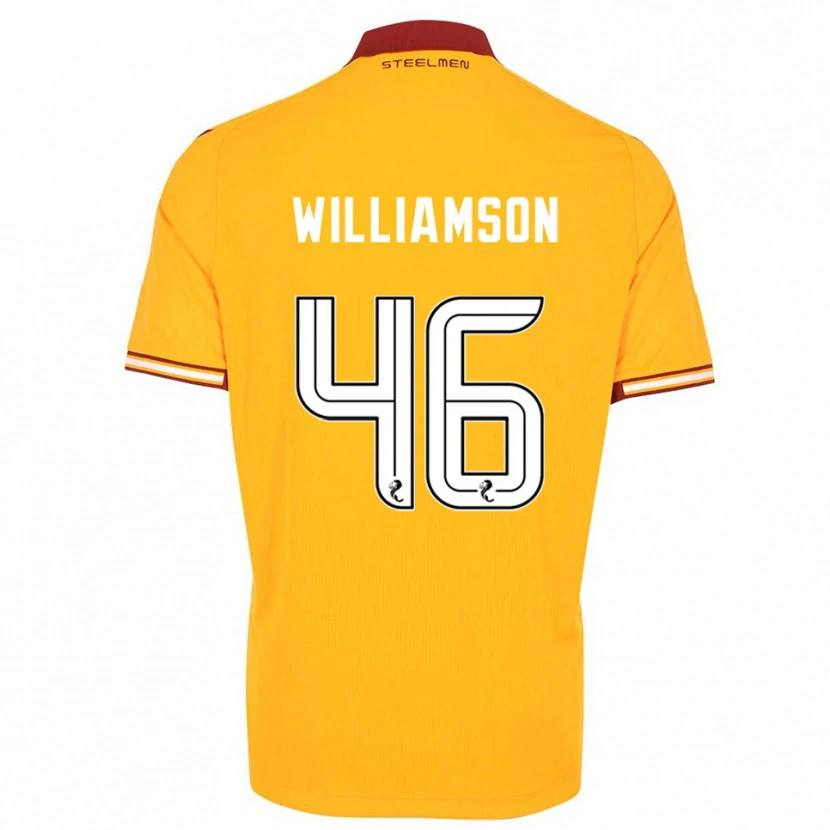 Danxen Enfant Maillot Scott Williamson #46 Jaune Bordeaux Tenues Domicile 2025/26 T-Shirt