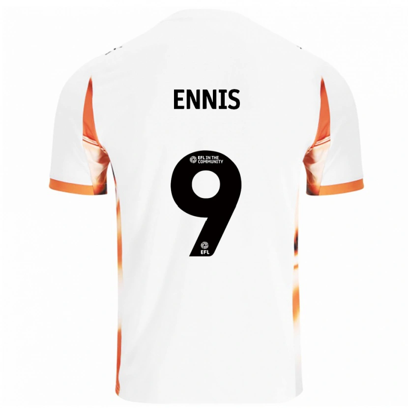 Danxen Enfant Maillot Niall Ennis #9 Blanc Orange Noir Tenues Extérieur 2025/26 T-Shirt