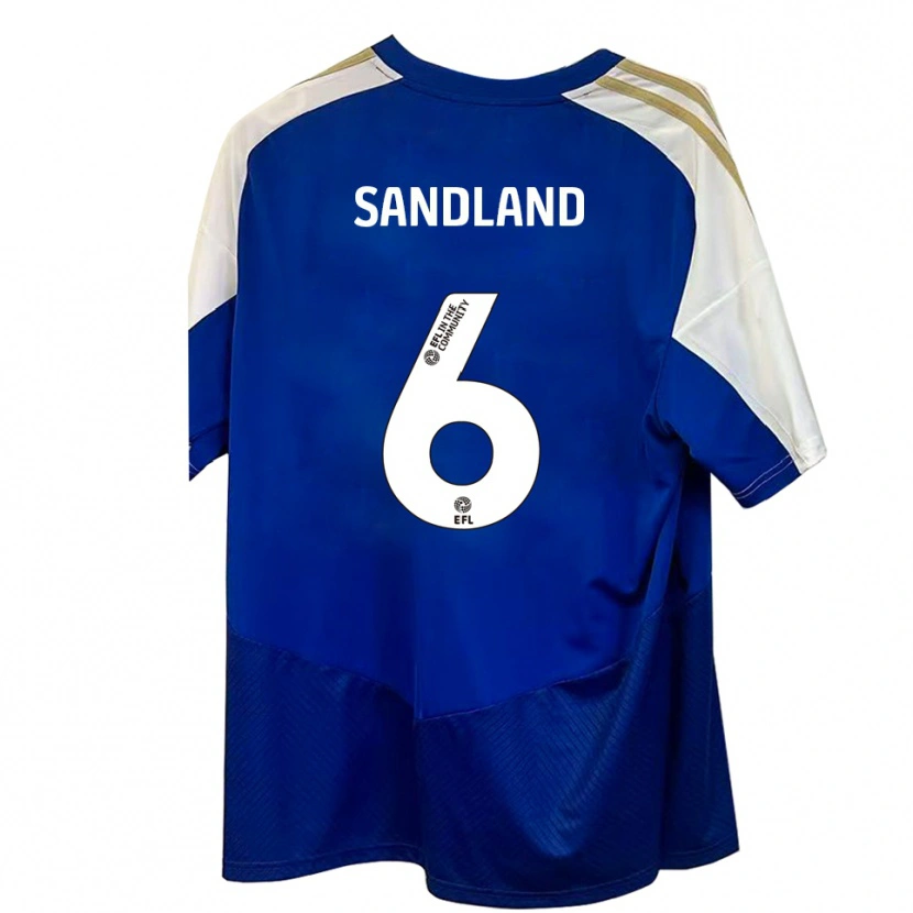 Danxen Enfant Maillot Jessica Sandland #6 Bleu Blanc Or Tenues Extérieur 2025/26 T-Shirt