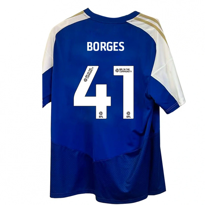 Danxen Enfant Maillot Pedro Borges #41 Bleu Blanc Or Tenues Extérieur 2025/26 T-Shirt
