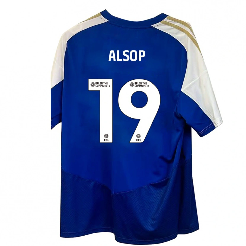 Danxen Enfant Maillot Tobias Alsop #19 Bleu Blanc Or Tenues Extérieur 2025/26 T-Shirt