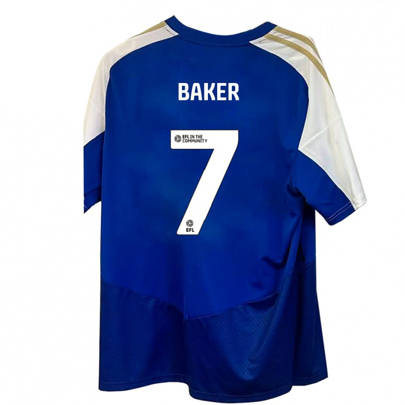 Danxen Enfant Maillot Phoebe Baker #7 Bleu Blanc Or Tenues Extérieur 2025/26 T-Shirt