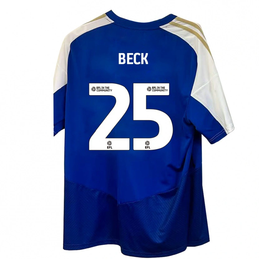 Danxen Enfant Maillot Steph Beck #25 Bleu Blanc Or Tenues Extérieur 2025/26 T-Shirt