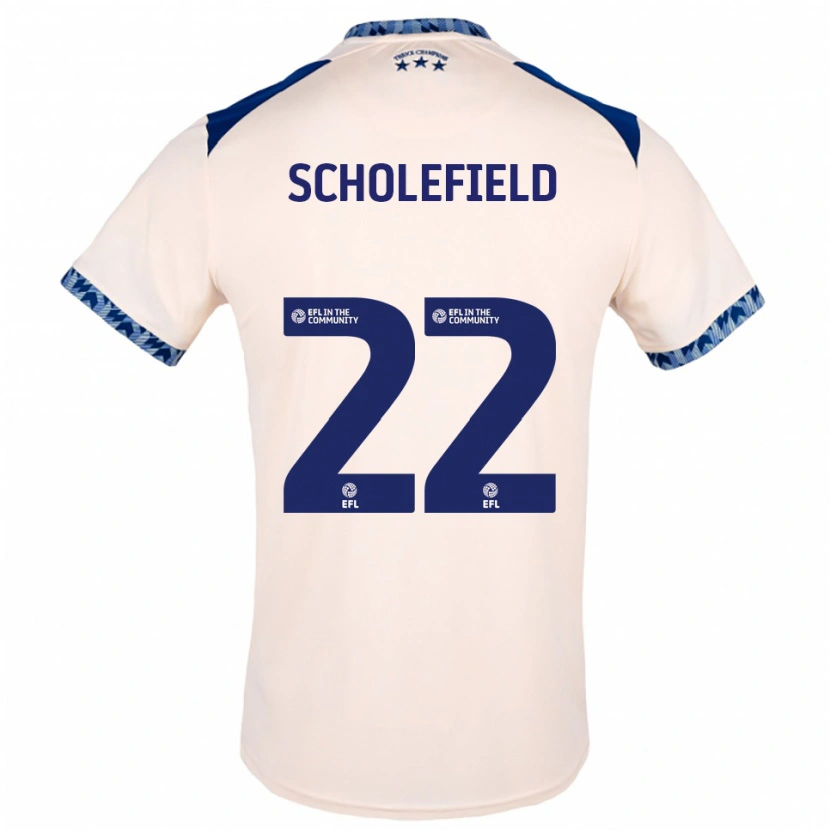 Danxen Enfant Maillot Lois Scholefield #22 Blanc Cassé Marine Tenues Extérieur 2025/26 T-Shirt