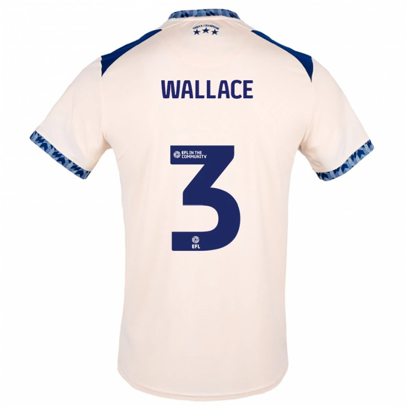 Danxen Enfant Maillot Murray Wallace #3 Blanc Cassé Marine Tenues Extérieur 2025/26 T-Shirt