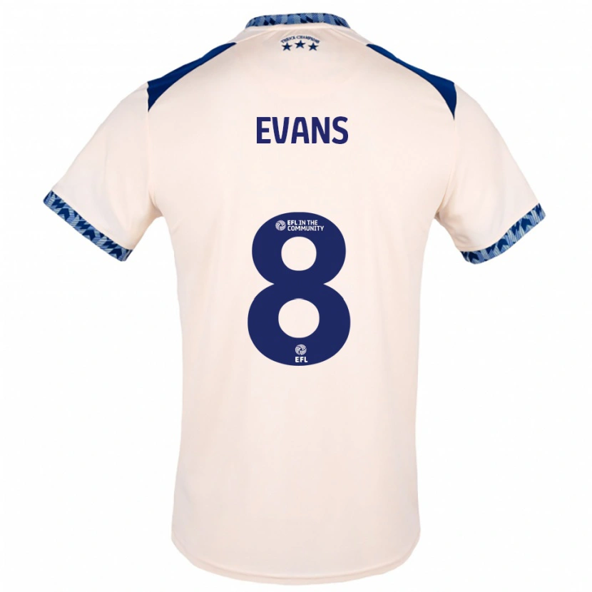 Danxen Enfant Maillot Charley Evans #8 Blanc Cassé Marine Tenues Extérieur 2025/26 T-Shirt