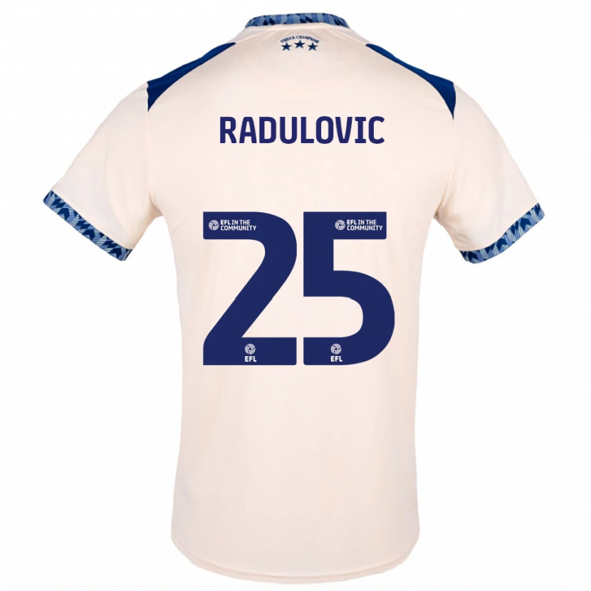 Danxen Enfant Maillot Bojan Radulović #25 Blanc Cassé Marine Tenues Extérieur 2025/26 T-Shirt