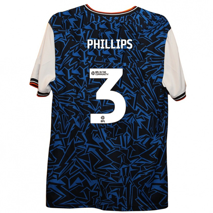 Danxen Enfant Maillot Josh Phillips #3 Bleu Noir Blanc Tenues Extérieur 2025/26 T-Shirt