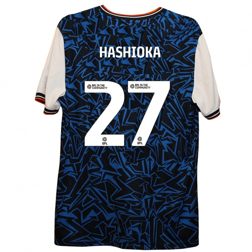 Danxen Enfant Maillot Daiki Hashioka #27 Bleu Noir Blanc Tenues Extérieur 2025/26 T-Shirt
