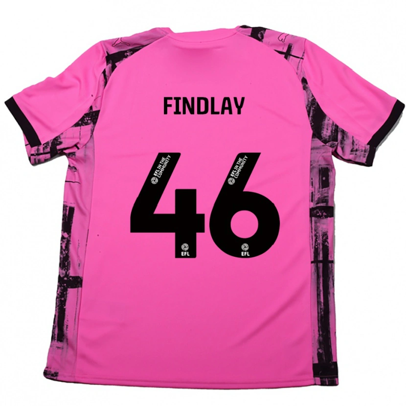 Danxen Enfant Maillot Freddie Findlay #46 Rose Rouge Noir Tenues Extérieur 2025/26 T-Shirt