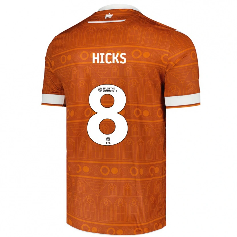 Danxen Enfant Maillot David Hicks #8 Orange Blanc Tenues Extérieur 2025/26 T-Shirt
