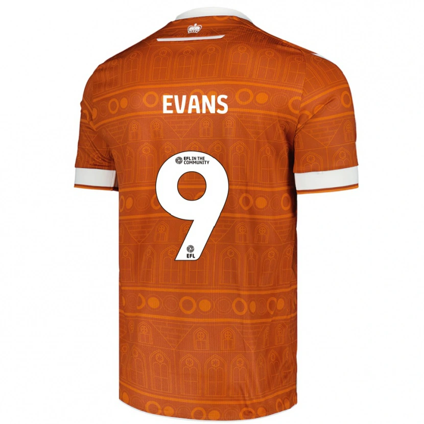 Danxen Enfant Maillot Reece Evans #9 Orange Blanc Tenues Extérieur 2025/26 T-Shirt