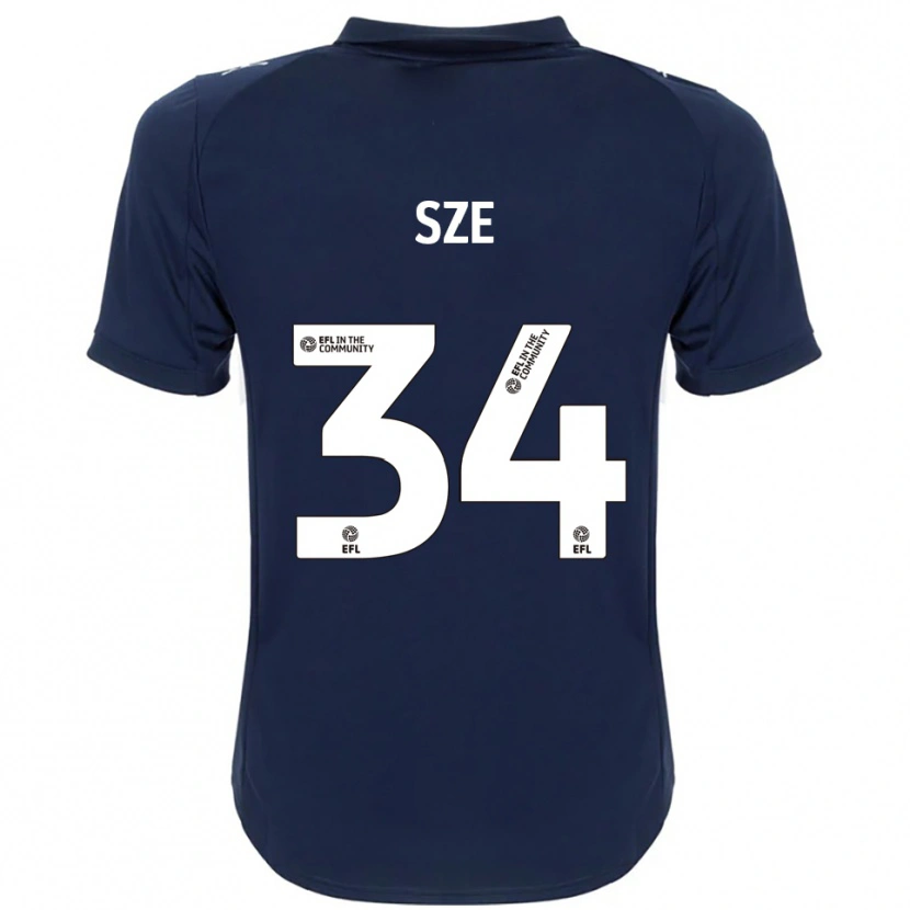 Danxen Enfant Maillot Chris Sze #34 Marine Blanc Tenues Extérieur 2025/26 T-Shirt