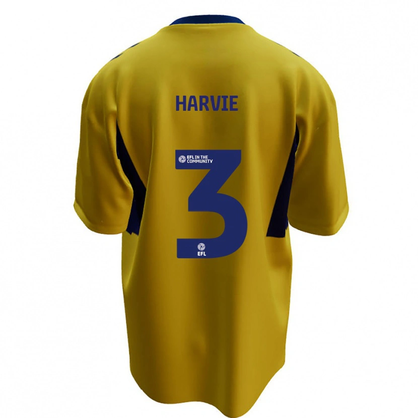 Danxen Enfant Maillot Daniel Harvie #3 Jaune Bleu Tenues Extérieur 2025/26 T-Shirt