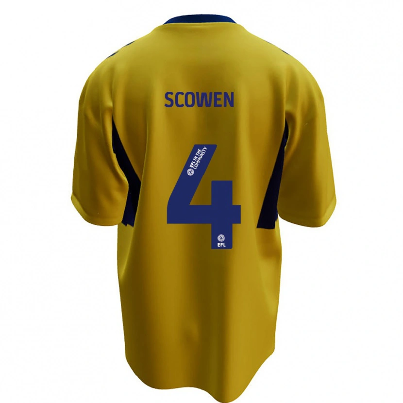 Danxen Enfant Maillot Josh Scowen #4 Jaune Bleu Tenues Extérieur 2025/26 T-Shirt