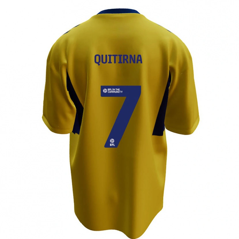 Danxen Enfant Maillot Armando Quitirna #7 Jaune Bleu Tenues Extérieur 2025/26 T-Shirt