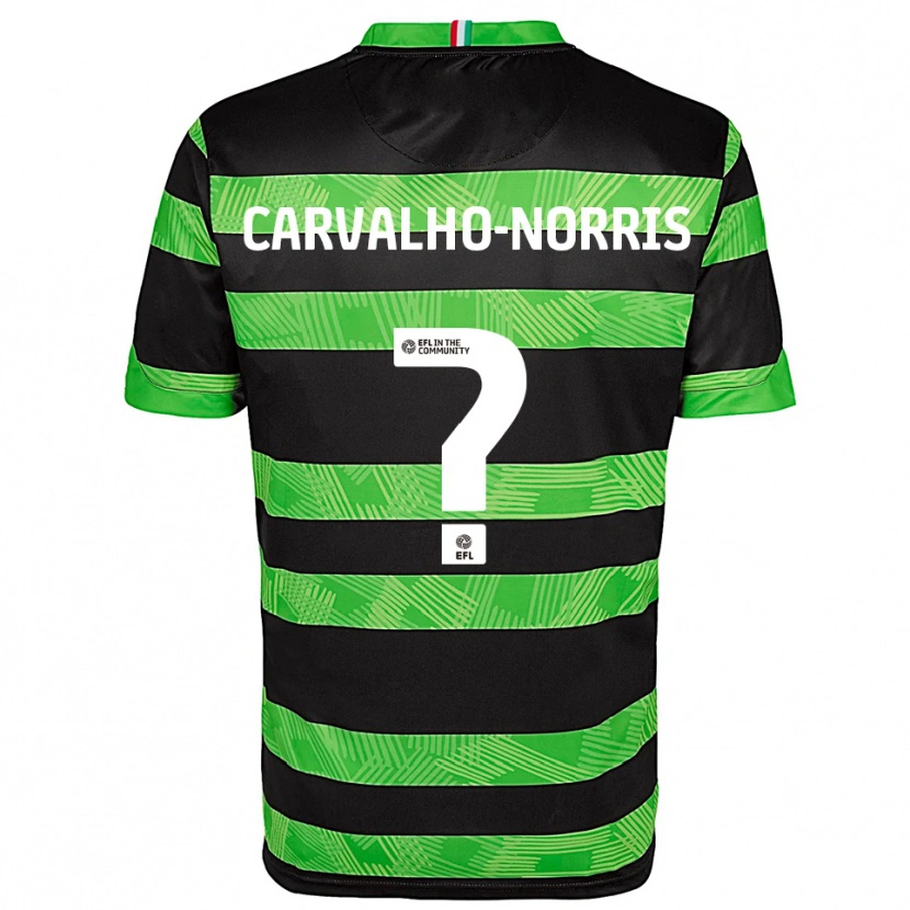 Danxen Enfant Maillot Tom Carvalho-Norris #0 Noir Vert Tenues Extérieur 2025/26 T-Shirt