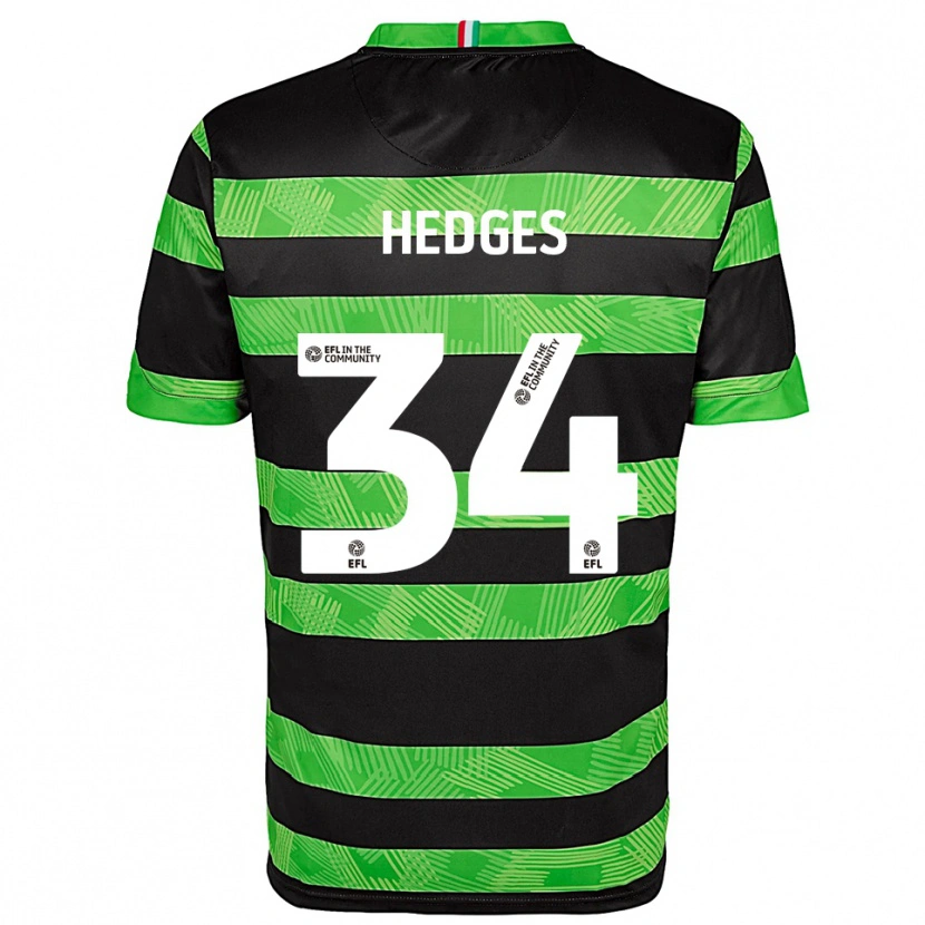 Danxen Enfant Maillot Harry Hedges #34 Noir Vert Tenues Extérieur 2025/26 T-Shirt