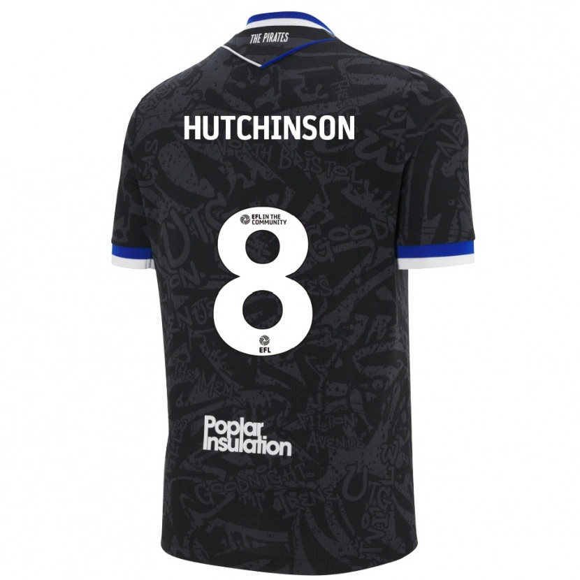 Danxen Enfant Maillot Isaac Hutchinson #8 Noir Blanc Tenues Extérieur 2025/26 T-Shirt