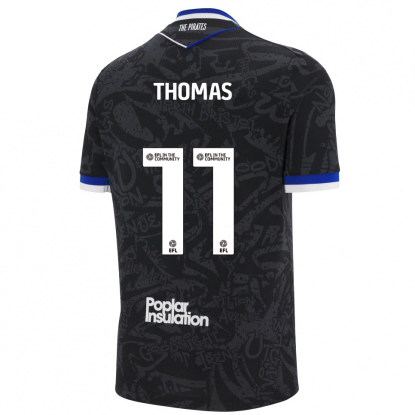 Danxen Enfant Maillot Luke Thomas #11 Noir Blanc Tenues Extérieur 2025/26 T-Shirt