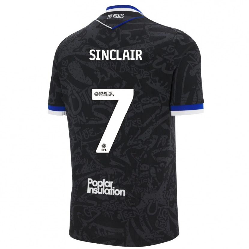 Danxen Enfant Maillot Scott Sinclair #7 Noir Blanc Tenues Extérieur 2025/26 T-Shirt