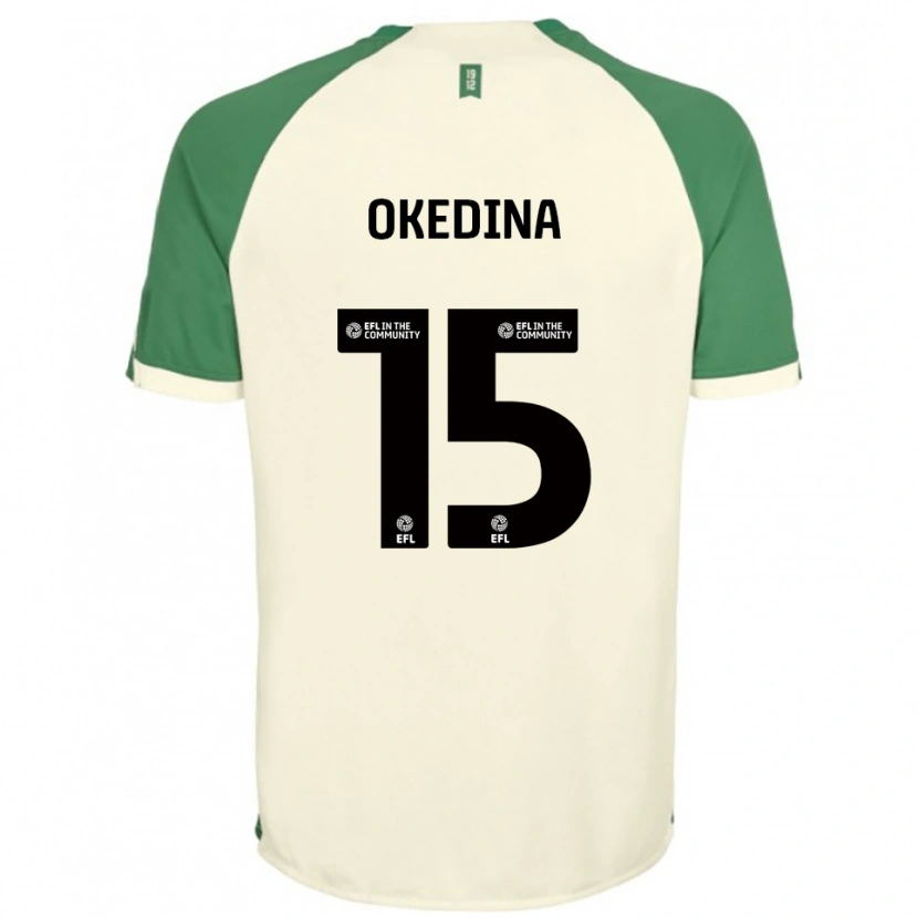 Danxen Enfant Maillot Jubril Okedina #15 Blanc Cassé Vert Tenues Extérieur 2025/26 T-Shirt