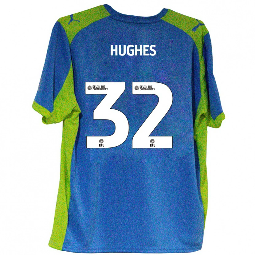 Danxen Enfant Maillot Kayden Hughes #32 Bleu Ciel Jaune Tenues Extérieur 2025/26 T-Shirt
