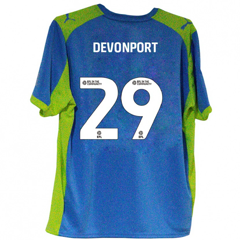 Danxen Enfant Maillot Owen Devonport #29 Bleu Ciel Jaune Tenues Extérieur 2025/26 T-Shirt