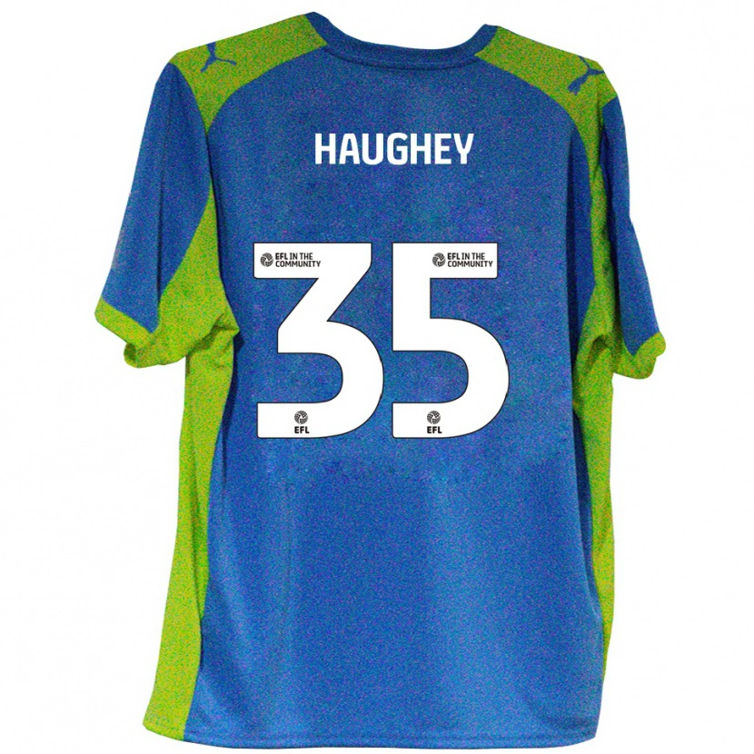 Danxen Enfant Maillot Conor Haughey #35 Bleu Ciel Jaune Tenues Extérieur 2025/26 T-Shirt