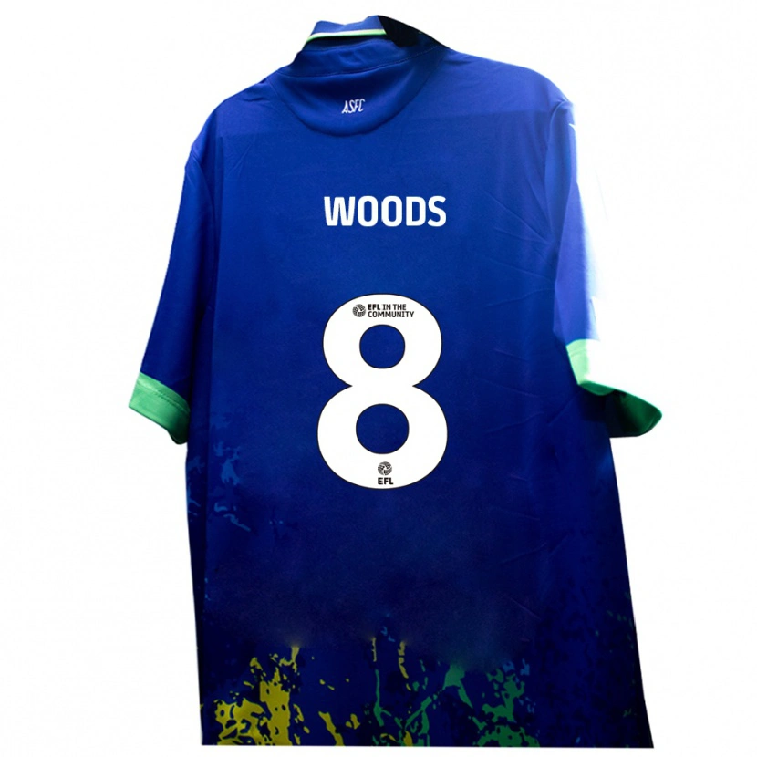 Danxen Enfant Maillot Ben Woods #8 Bleu Jaune Tenues Extérieur 2025/26 T-Shirt