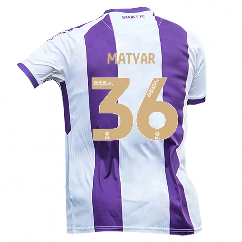 Danxen Enfant Maillot Rohat Matyar #36 Blanc Violet Tenues Extérieur 2025/26 T-Shirt