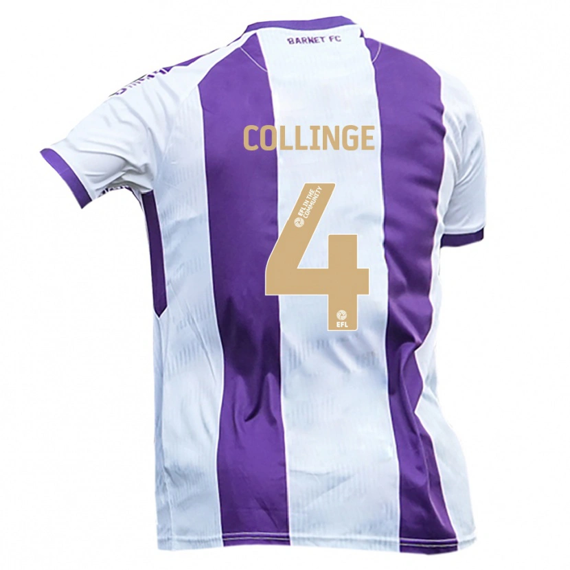 Danxen Enfant Maillot Danny Collinge #4 Blanc Violet Tenues Extérieur 2025/26 T-Shirt