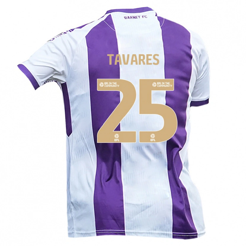 Danxen Enfant Maillot Nikola Tavares #25 Blanc Violet Tenues Extérieur 2025/26 T-Shirt