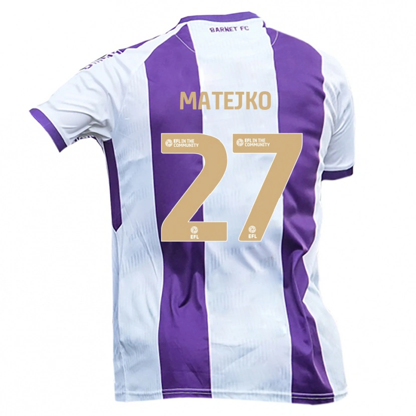 Danxen Enfant Maillot Patrick Matejko #27 Blanc Violet Tenues Extérieur 2025/26 T-Shirt
