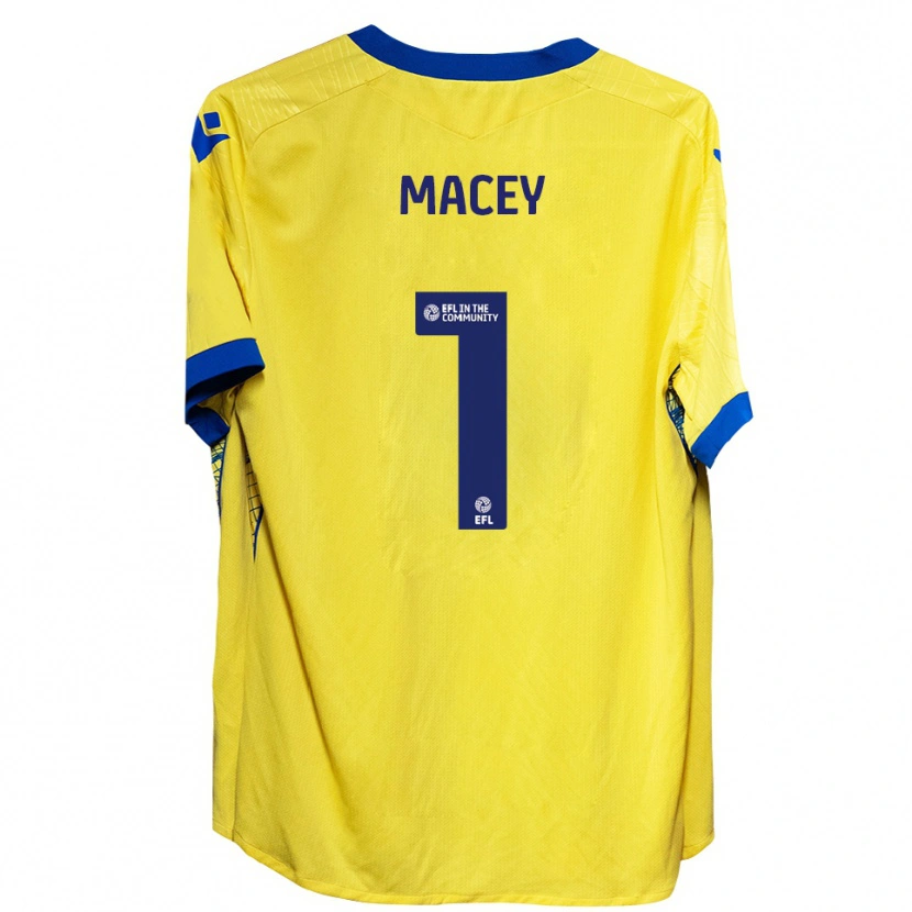 Danxen Enfant Maillot Matt Macey #1 Jaune Bleu Tenues Extérieur 2025/26 T-Shirt