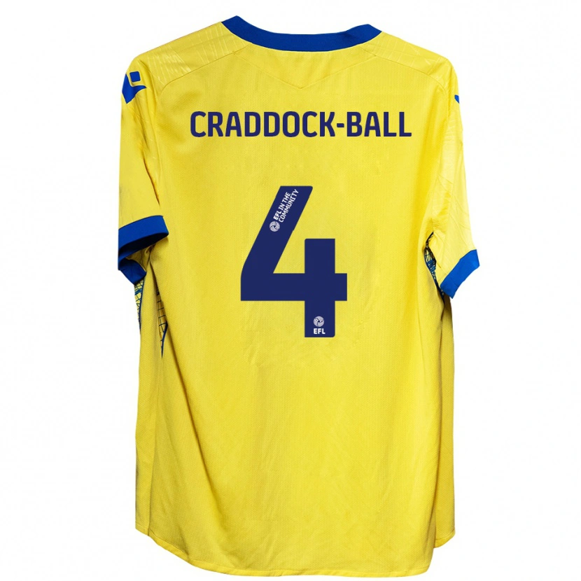 Danxen Enfant Maillot Cassie Craddock-Ball #4 Jaune Bleu Tenues Extérieur 2025/26 T-Shirt