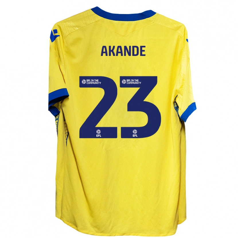 Danxen Enfant Maillot Adrian Akande #23 Jaune Bleu Tenues Extérieur 2025/26 T-Shirt