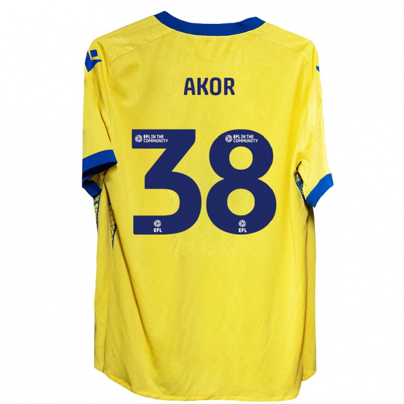 Danxen Enfant Maillot Elkanah Akor #38 Jaune Bleu Tenues Extérieur 2025/26 T-Shirt