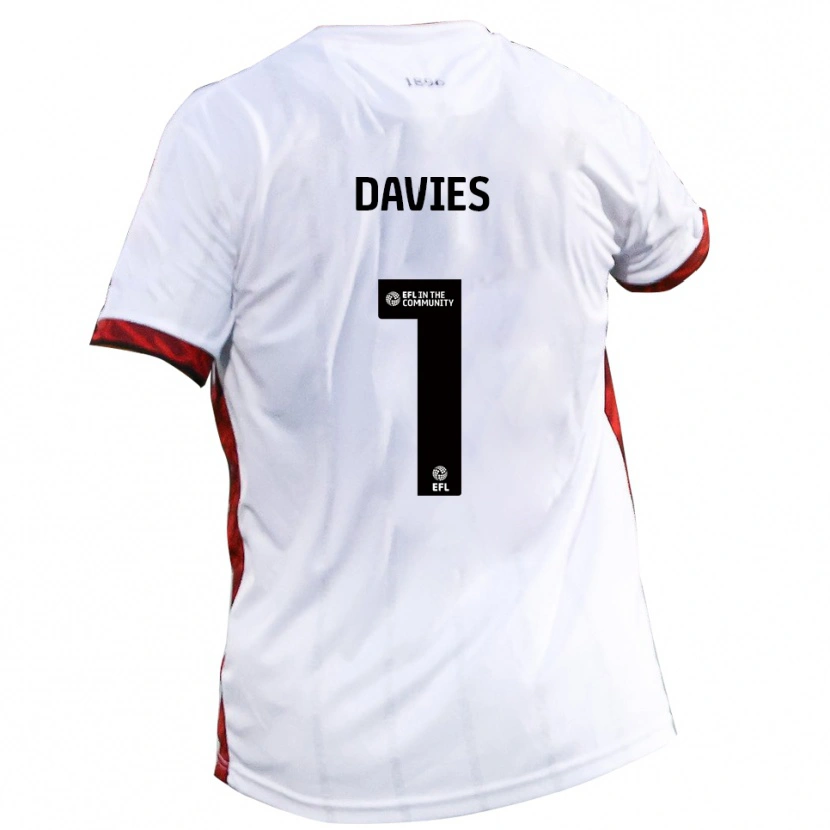 Danxen Enfant Maillot Harvey Davies #1 Blanc Rouge Noir Tenues Extérieur 2025/26 T-Shirt